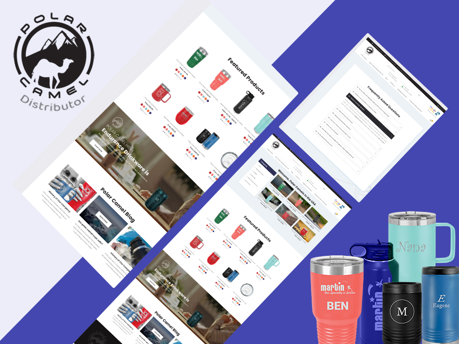 Polar Camel Drinkware cup ecommerce website design